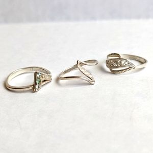Set of 3 sterling silver vintage handmade rings